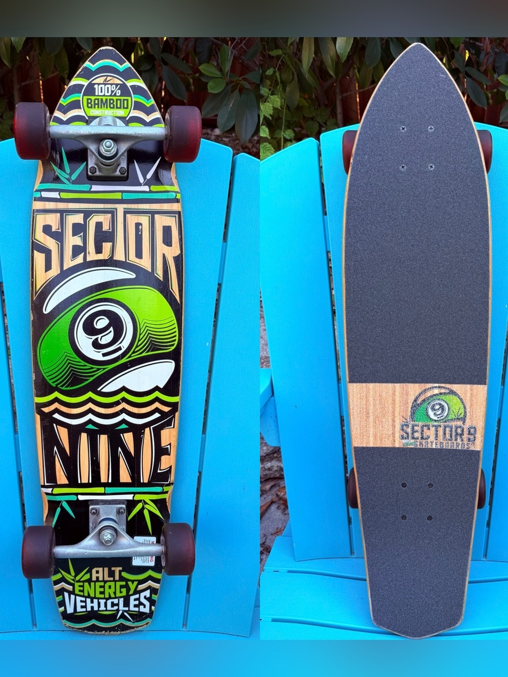 SECTOR 9 “ALT ENERGY VEHICLES” COMPLETE LONGBOARD SKATEBOARD 35.5” CUSTOM GRIP